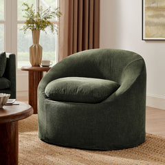 Sadie Sage Slipcovered Linen-Blend Round Accent Chair - Ornate Home
