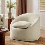 Sadie Slipcovered Linen-Blend Round Accent Chair - Ornate Home