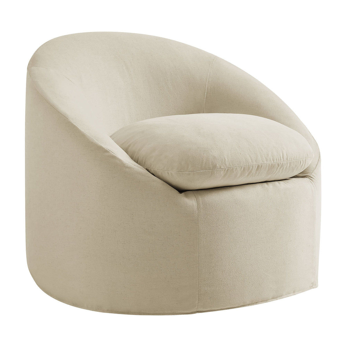 Sadie Slipcovered Linen-Blend Round Accent Chair - Ornate Home