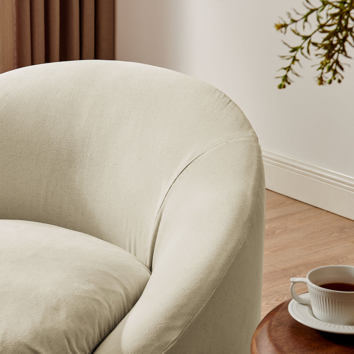 Sadie Slipcovered Linen-Blend Round Accent Chair - Ornate Home