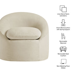 Sadie Slipcovered Linen-Blend Round Accent Chair - Ornate Home