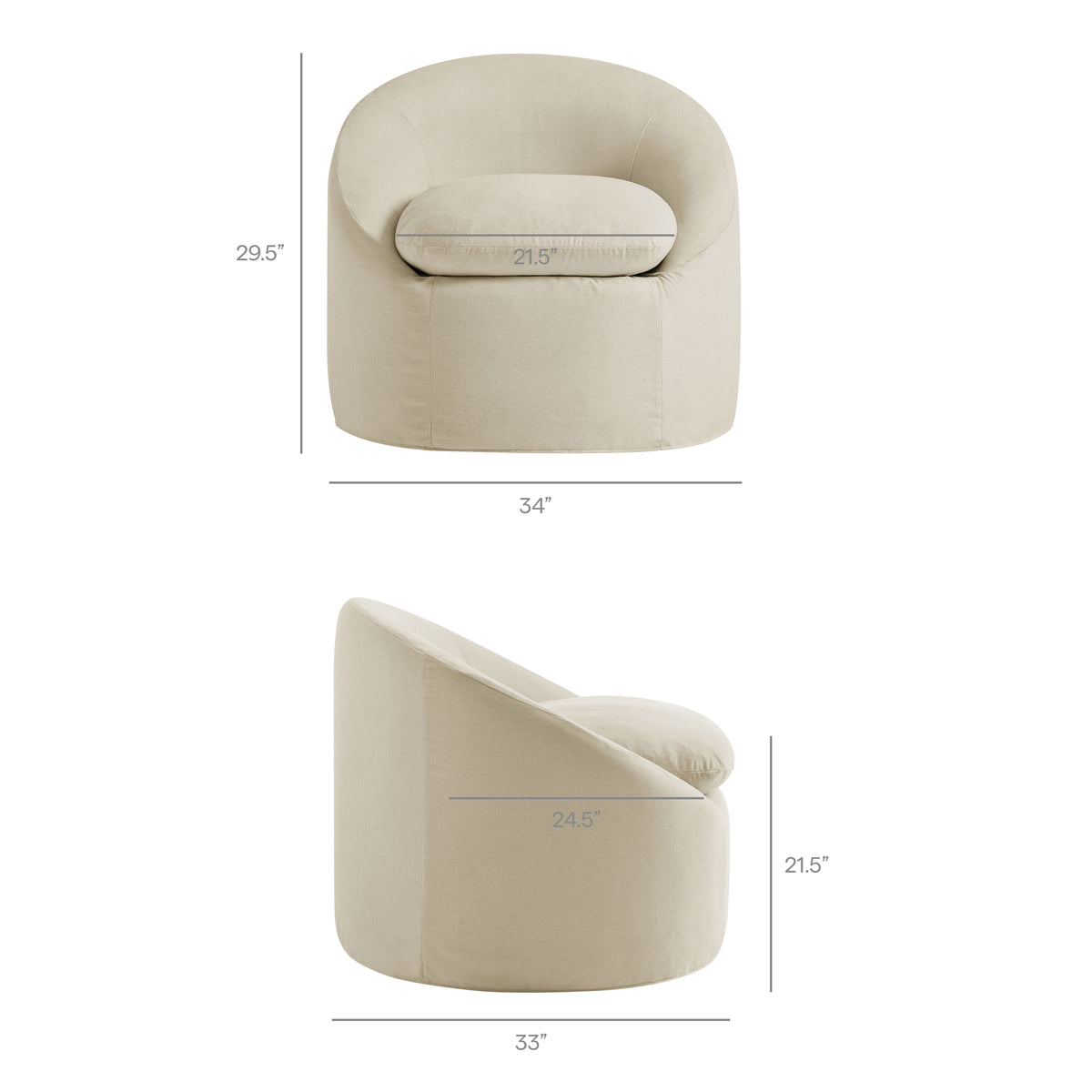 Sadie Slipcovered Linen-Blend Round Accent Chair - Ornate Home