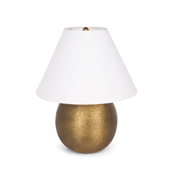 Sadiyah Antiqued Gold/Cream Brushed Metal Table Lamp