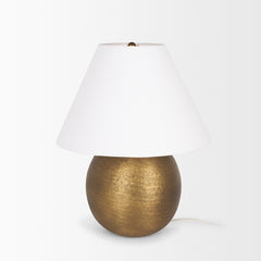 Sadiyah Antiqued Gold/Cream Brushed Metal Table Lamp