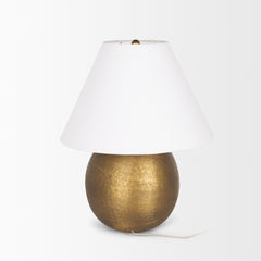 Sadiyah Antiqued Gold/Cream Brushed Metal Table Lamp