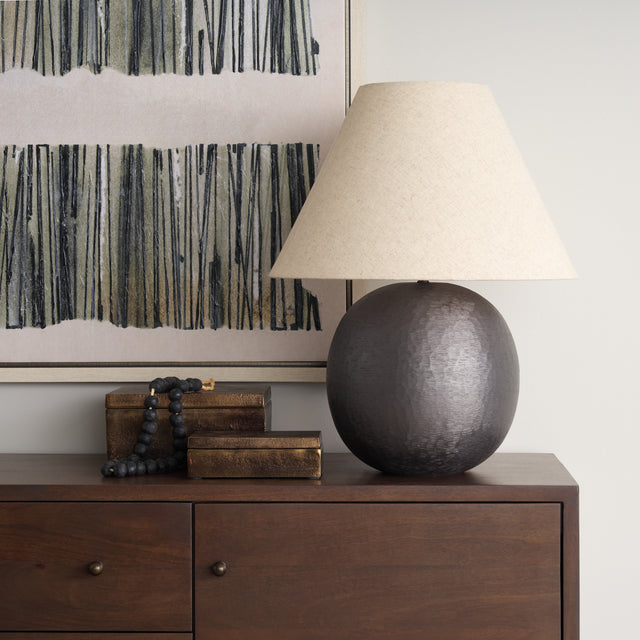 Sadiyah Black/Beige Brushed Metal Table Lamp