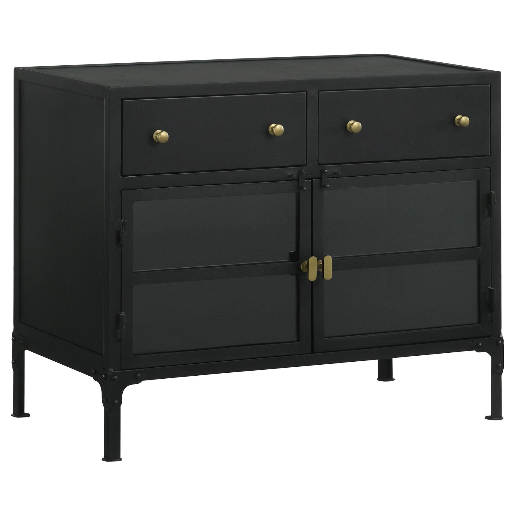 Sadler Matte Black 2-drawer Metal Accent Storage Cabinet - Ornate Home