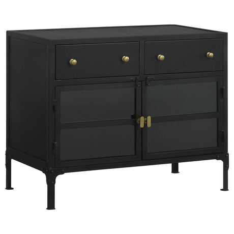 Sadler Matte Black 2-drawer Metal Accent Storage Cabinet - Ornate Home