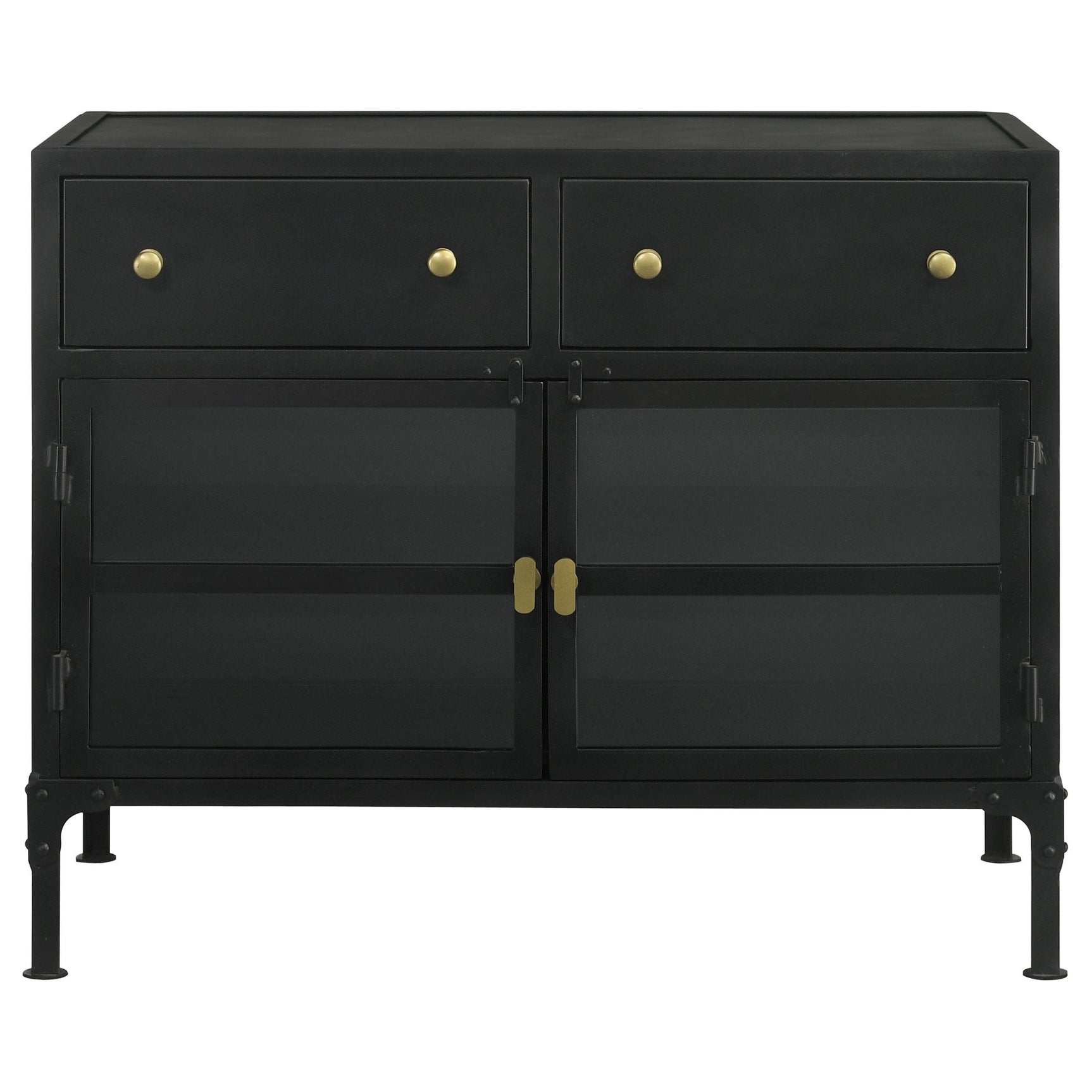 Sadler Matte Black 2-drawer Metal Accent Storage Cabinet - Ornate Home
