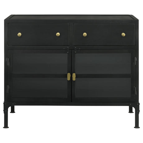 Sadler Matte Black 2-drawer Metal Accent Storage Cabinet - Ornate Home