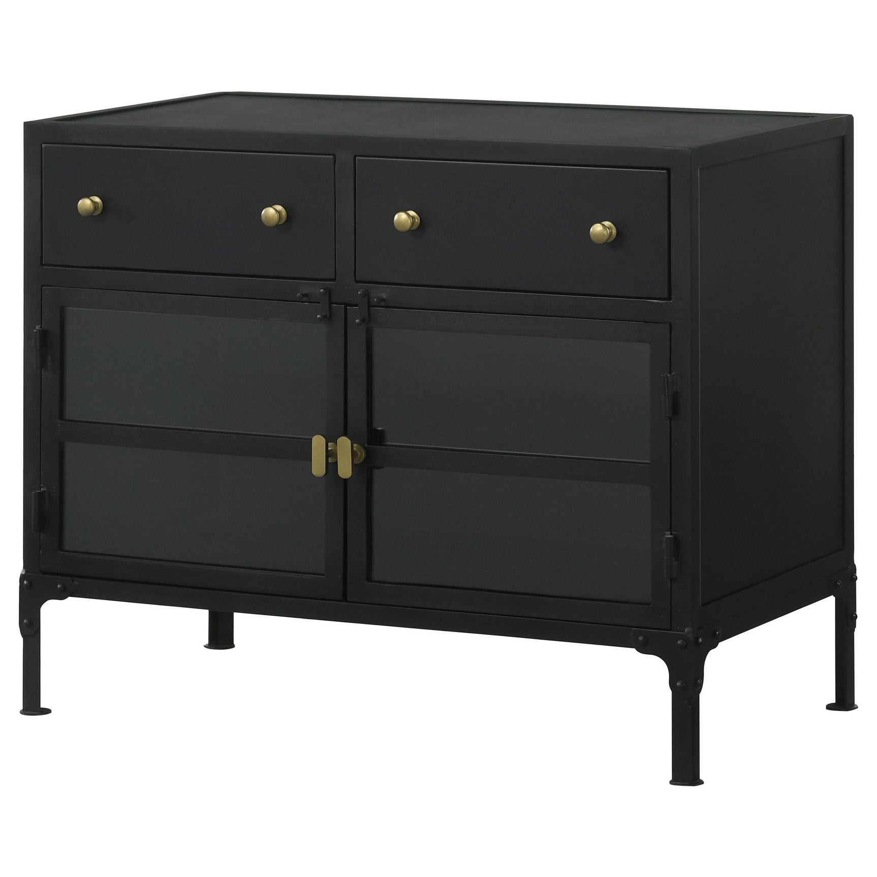 Sadler Matte Black 2-drawer Metal Accent Storage Cabinet - Ornate Home