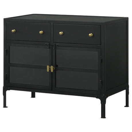 Sadler Matte Black 2-drawer Metal Accent Storage Cabinet - Ornate Home