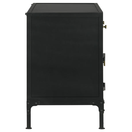 Sadler Matte Black 2-drawer Metal Accent Storage Cabinet - Ornate Home
