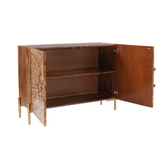 Safari Brown/Gold Bone Inlay Two-Door Cabinet - Ornate Home