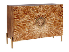 Safari Brown/Gold Bone İnlay Two-Door Cabinet - Ornate Home