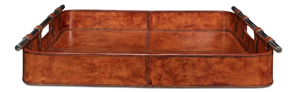 Safari Brown Leather Tray - Ornate Home