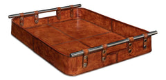 Safari Brown Leather Tray - Ornate Home