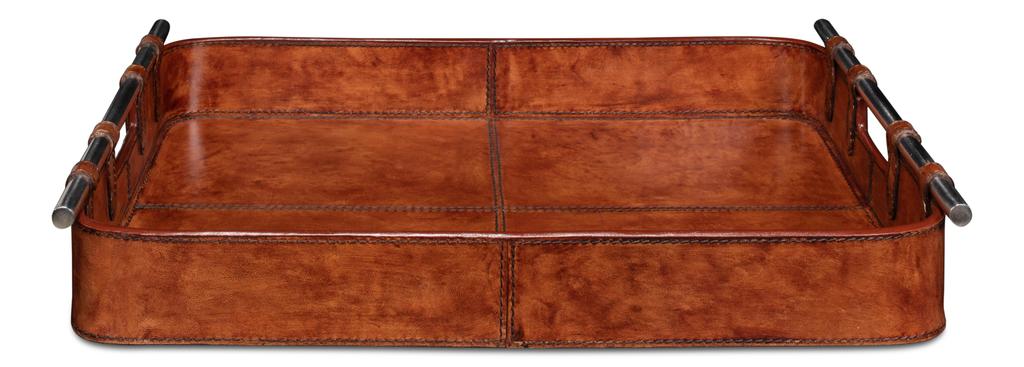 Safari Brown Leather Tray - Ornate Home