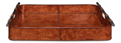Safari Brown Leather Tray - Ornate Home