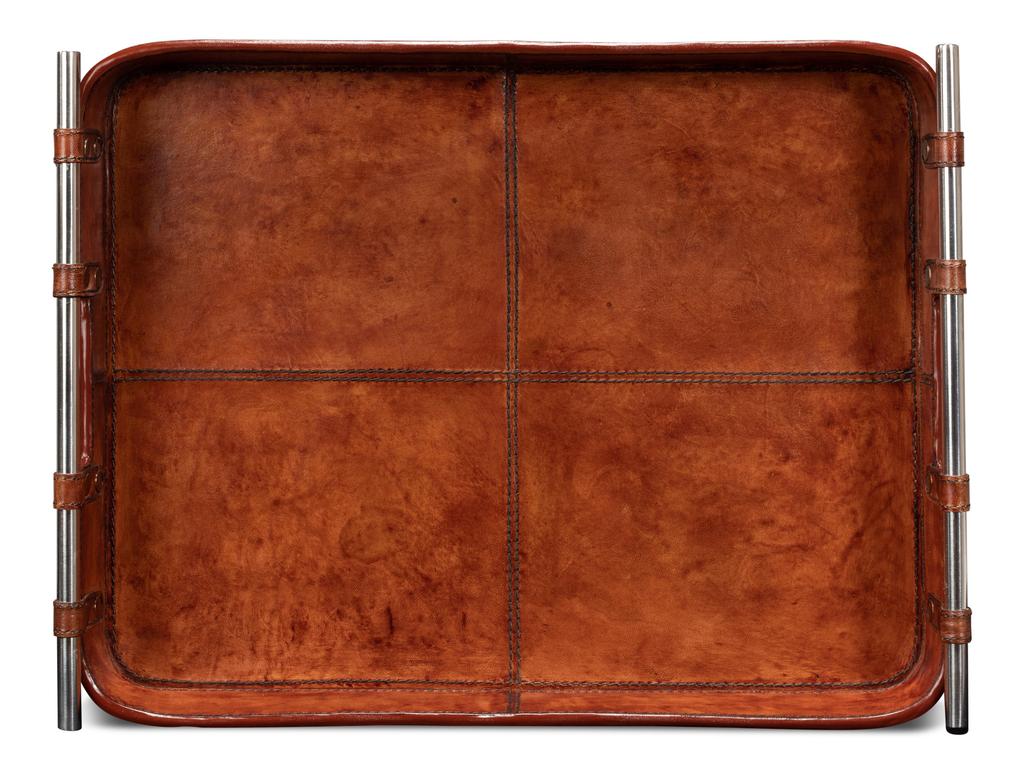 Safari Brown Leather Tray - Ornate Home