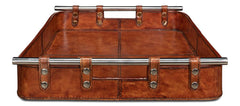 Safari Brown Leather Tray - Ornate Home