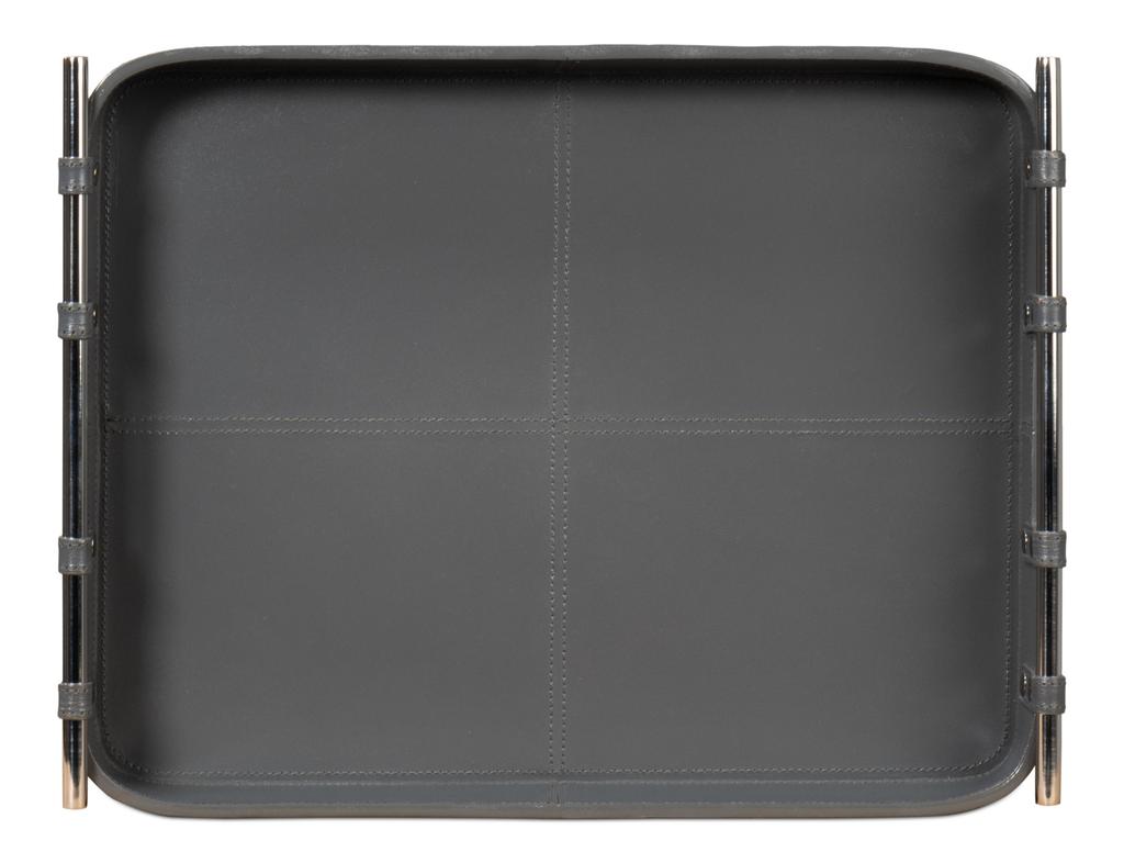 Safari Grey Leather Tray - Ornate Home