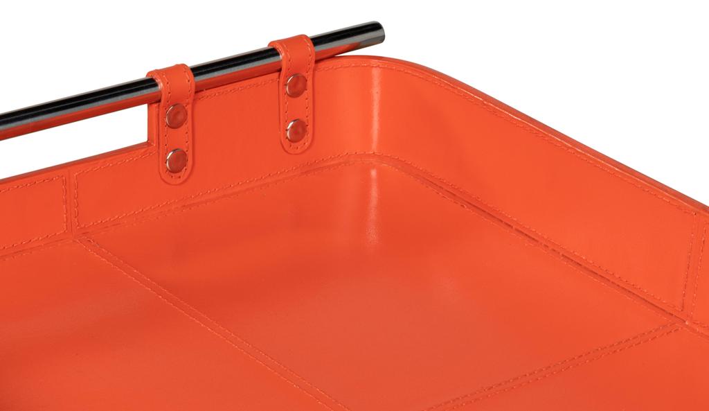 Safari Orange Leather Tray - Ornate Home