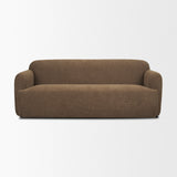 Saga Brown Textured Plush Fabric 3 Seater Sofa