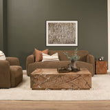 Saga Brown Textured Plush Fabric 3 Seater Sofa