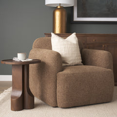 Saga Brown Textured Plush Fabric Upholstered Chair