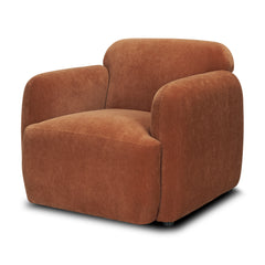 Saga Stonewashed Rust Chenille Fabric Upholstered Chair