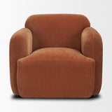 Saga Stonewashed Rust Chenille Fabric Upholstered Chair - Ornate Home