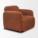 Saga Stonewashed Rust Chenille Fabric Upholstered Chair - Ornate Home