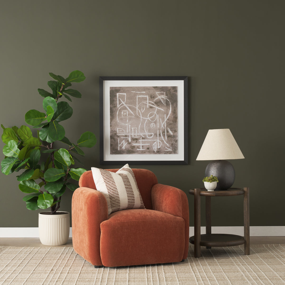 Saga Stonewashed Rust Chenille Fabric Upholstered Chair - Ornate Home
