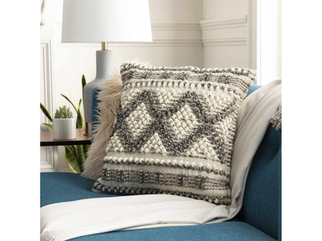 Sagamore Cream Trellis Wool&Cotton Throw Pillow - Ornate Home