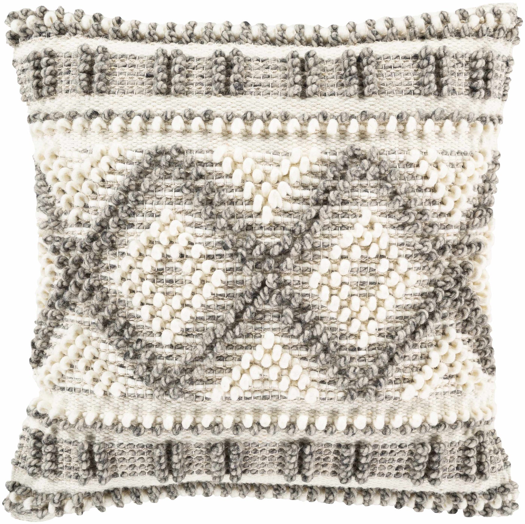 Sagamore Cream Trellis Wool&Cotton Throw Pillow - Ornate Home
