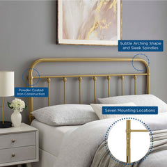 Sage Gold Metal King Headboard - Ornate Home