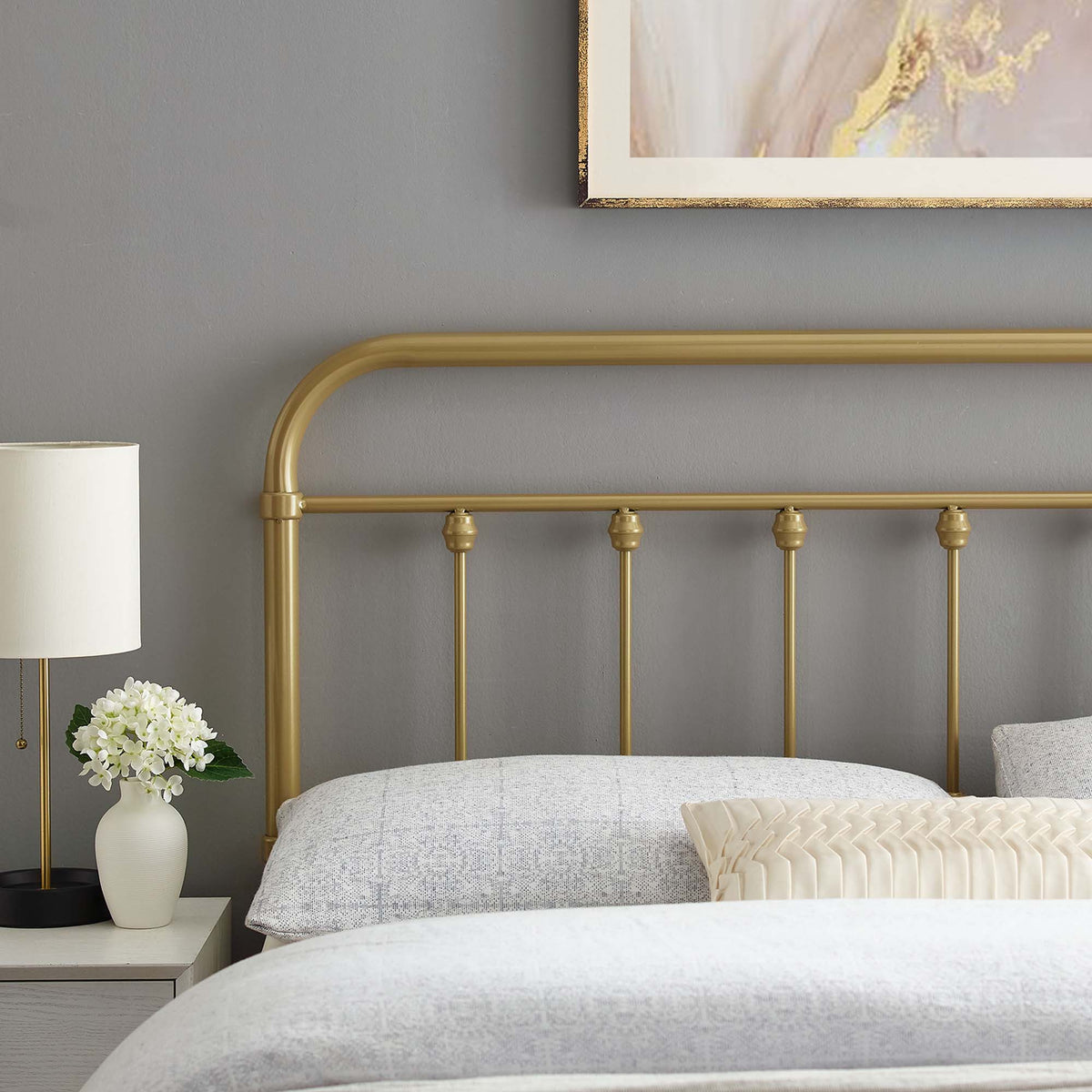 Sage Gold Metal Queen Headboard - Ornate Home