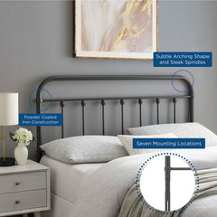 Sage Gray Metal Queen Headboard - Ornate Home