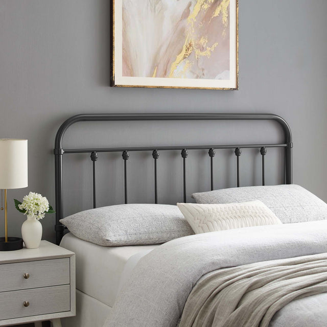 Sage Gray Metal Twin Headboard - Ornate Home