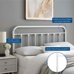 Sage White Metal King Headboard - Ornate Home
