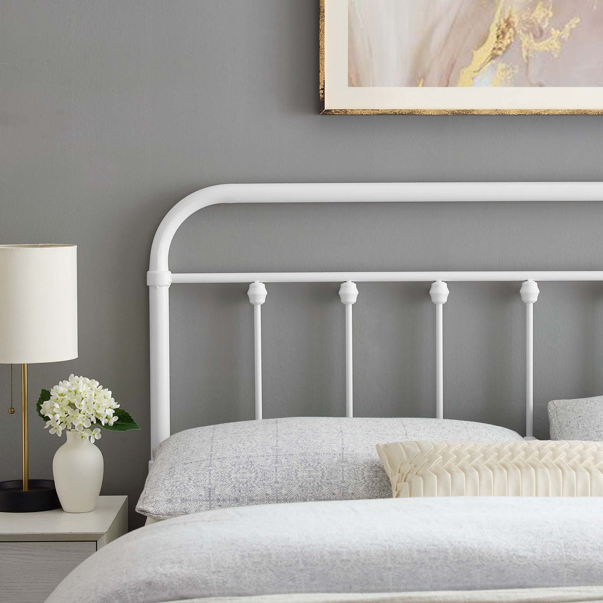 Sage White Metal Twin Headboard - Ornate Home