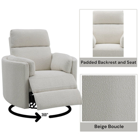 Sagen Beige Glider Recliner W/Swivel - Ornate Home