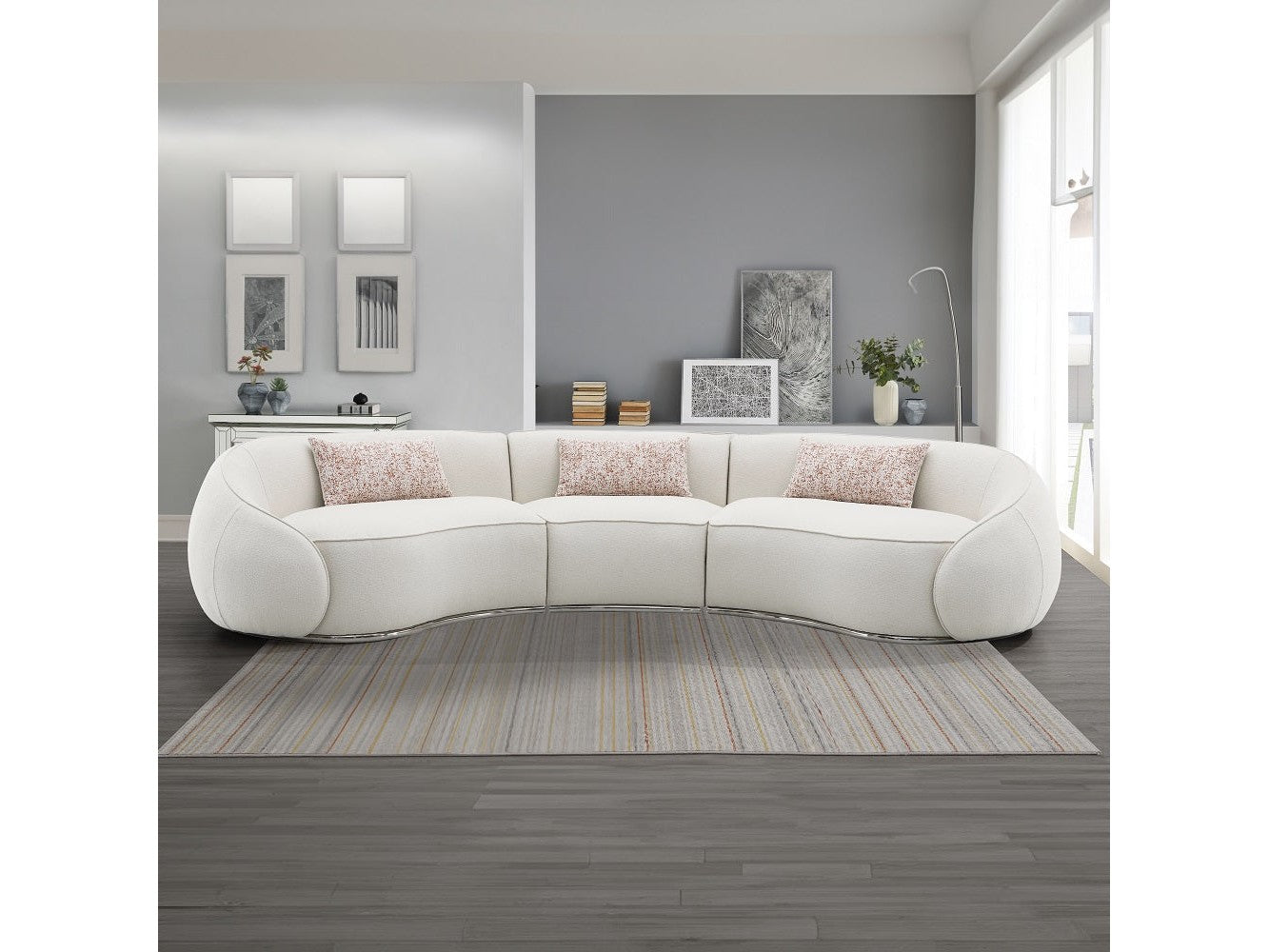 Sahara Beige Sectional Sofa W/3 Pillows - Ornate Home