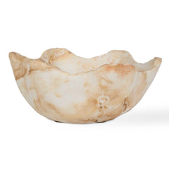 Sahara Brown/White Bloom Indoor-Outdoor Stone Bowl - Ornate Home