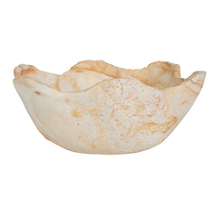 Sahara Brown/White Bloom Indoor-Outdoor Stone Bowl - Ornate Home