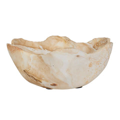 Sahara Brown/White Bloom Indoor-Outdoor Stone Bowl - Ornate Home