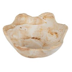 Sahara Brown/White Bloom Indoor-Outdoor Stone Bowl - Ornate Home