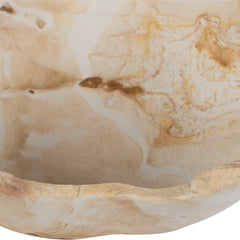 Sahara Brown/White Bloom Indoor-Outdoor Stone Bowl - Ornate Home