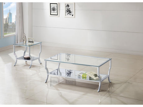 Saide Chrome 2-piece Glass Top Coffee and End Table Set - Ornate Home